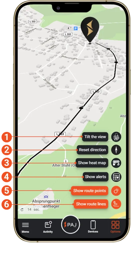 Tracker showing map