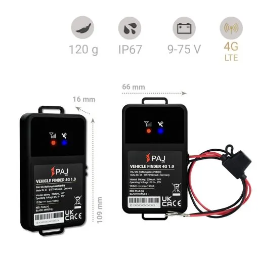 Dimensions and info PAJ VEHICLE Finder 4G 1.0 GPS Tracker