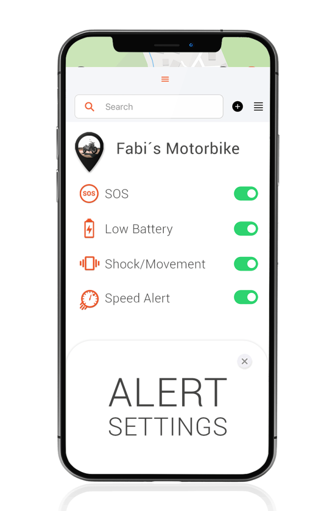 Mockup GPS Tracker motos - Alarms