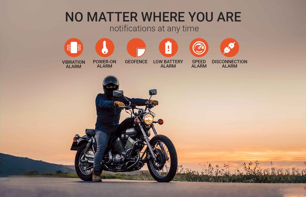 Motorcycle GPS tracker alarms