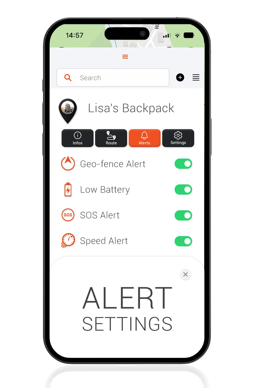 Setting up alerts in a Luggage GPS Tracker