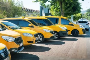 a fleet of taxis equipped with GPS tracker for real time location tracking
