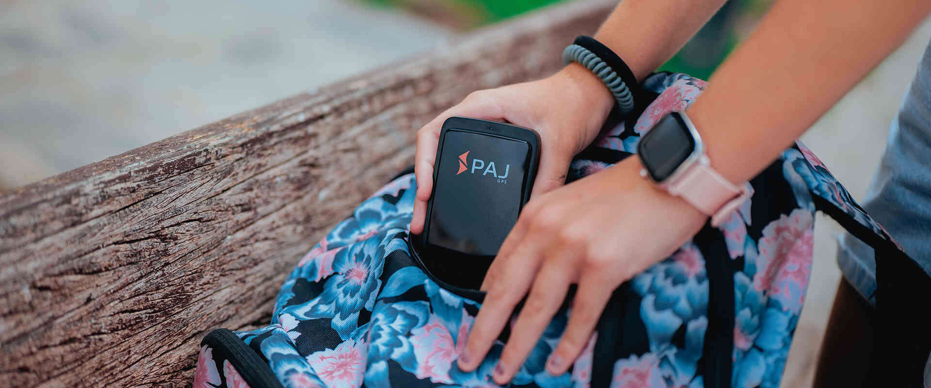 Paj gps tracker safely stored in a bag