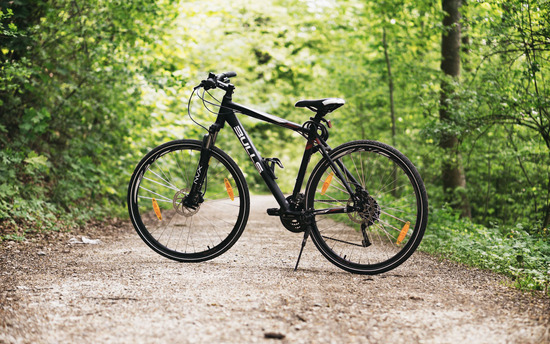 A black bicycle in forest