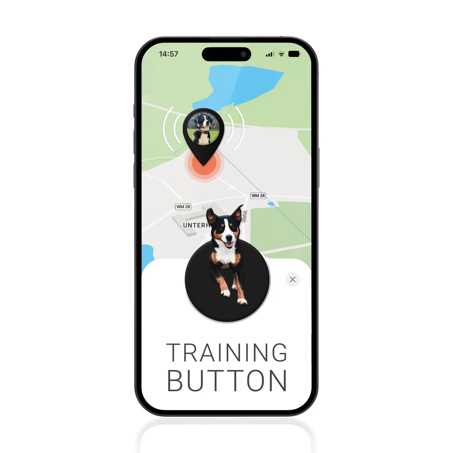 Mockup training button Pets FINDER Portal from PAJ GPS Tracker