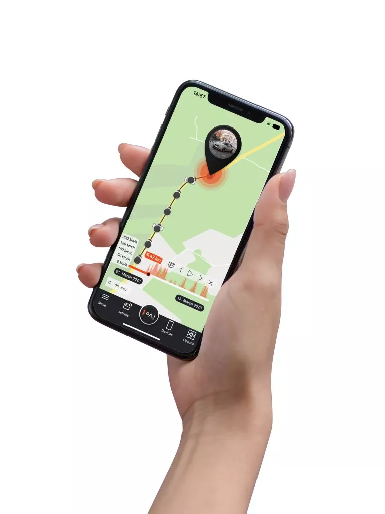 paj gps tracking app in mobile screen