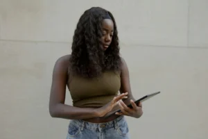 a fleet manager checks the status of the fleet using surface laptop