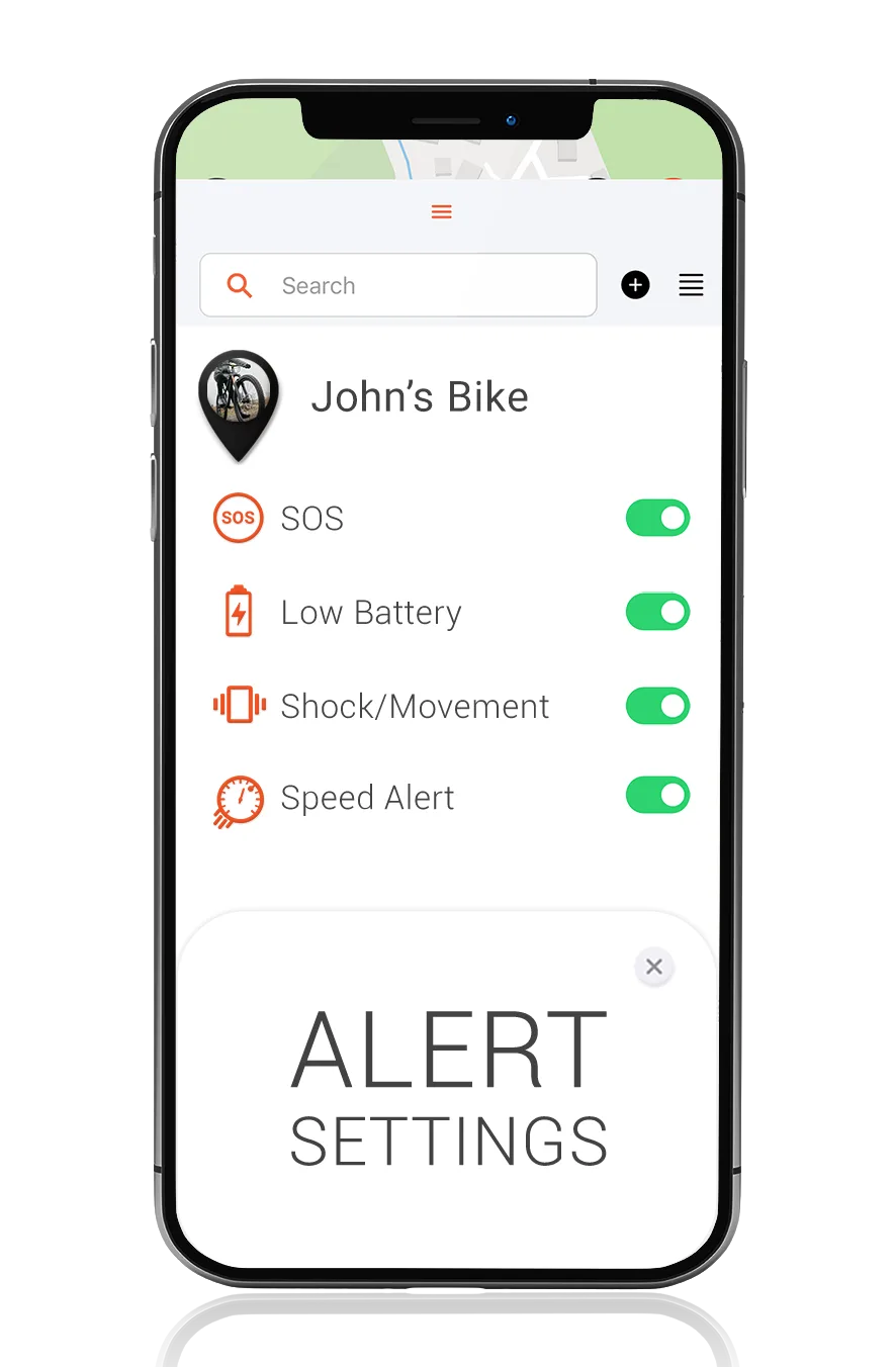 Bicycle alert settings PAJ GPS