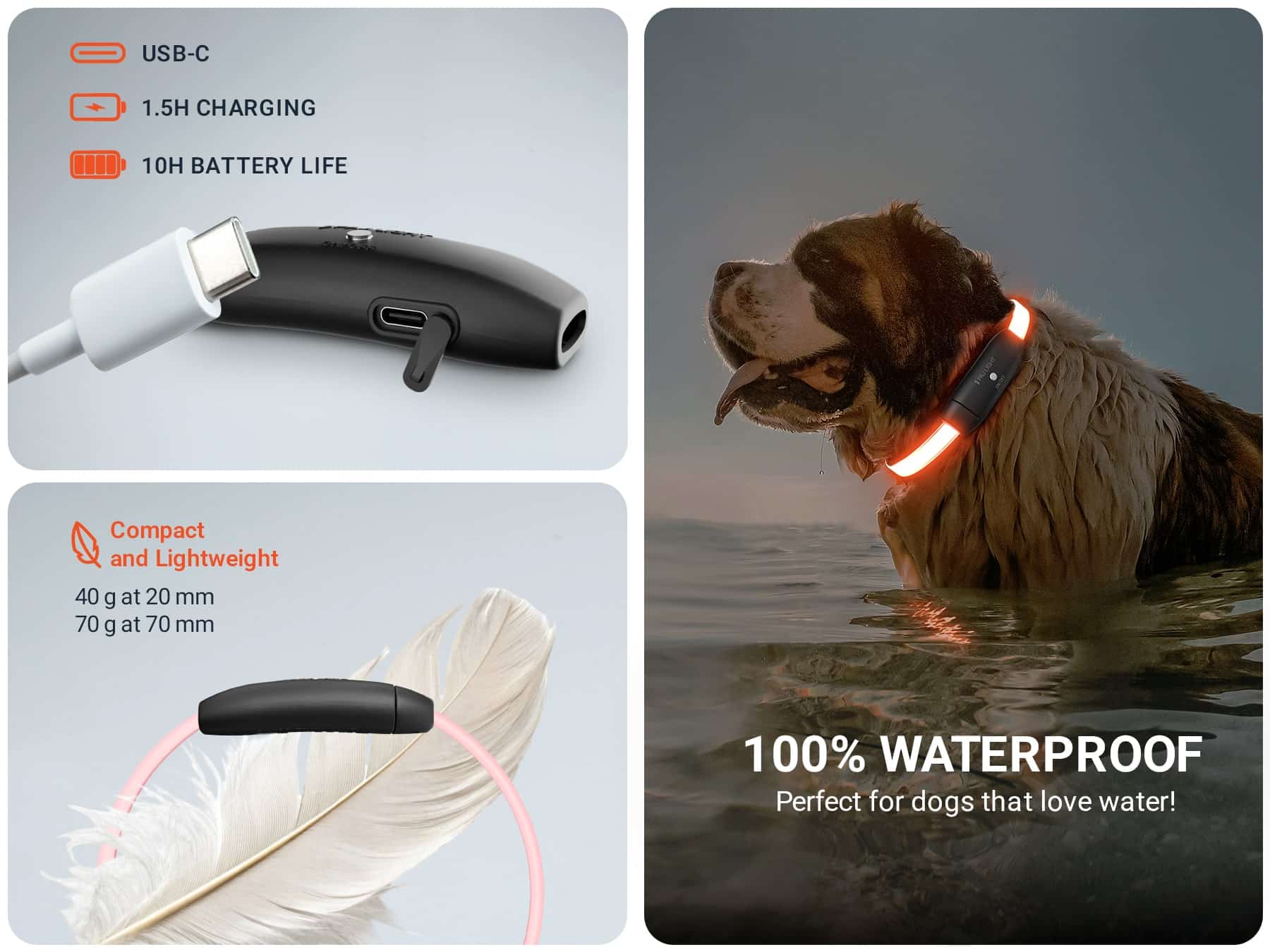 Technical Details PAJ LIGHT in black: LED collar for dogs PAJ GPS