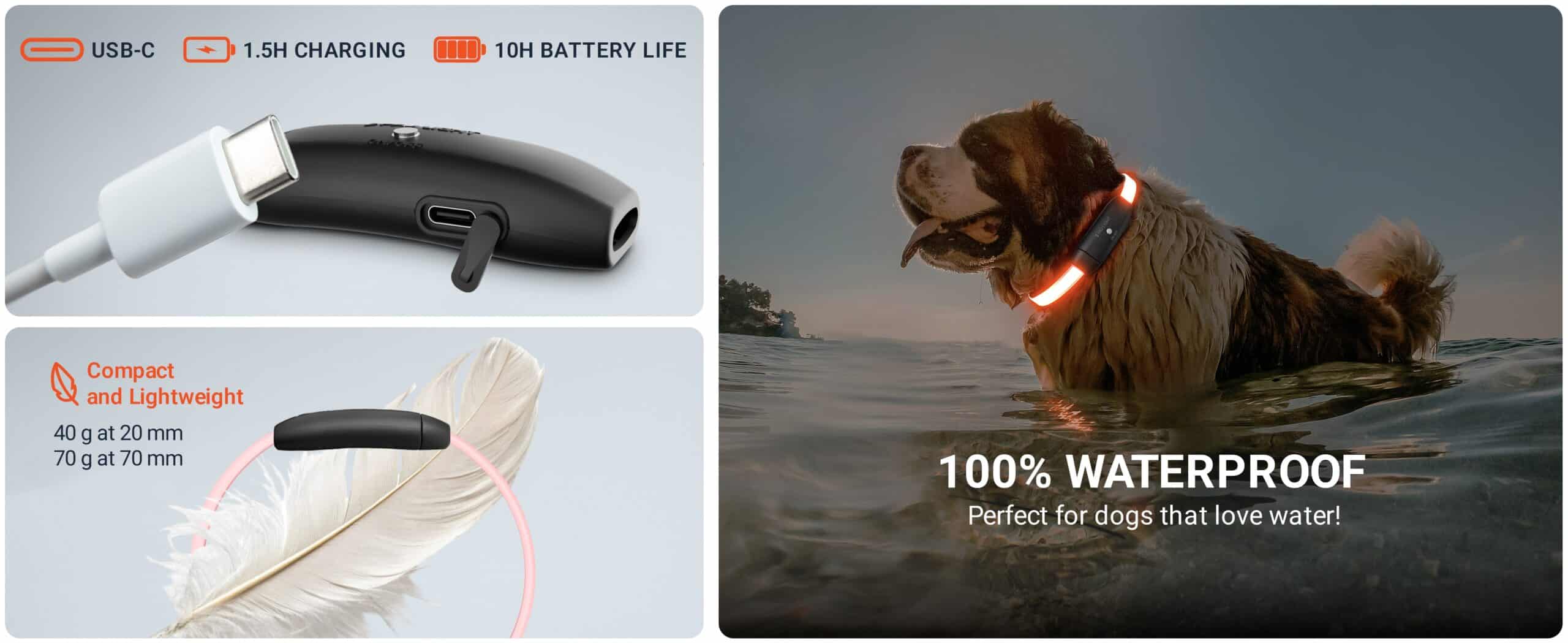 Technical Details PAJ LIGHT in black: LED collar for dogs PAJ GPS