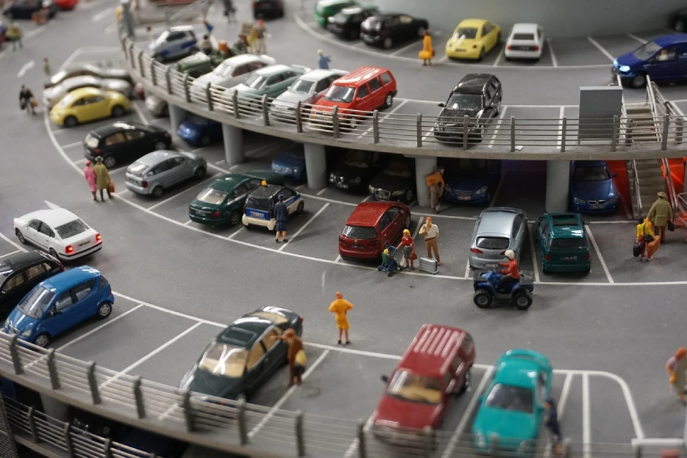 miniature cars parked in the parking lot