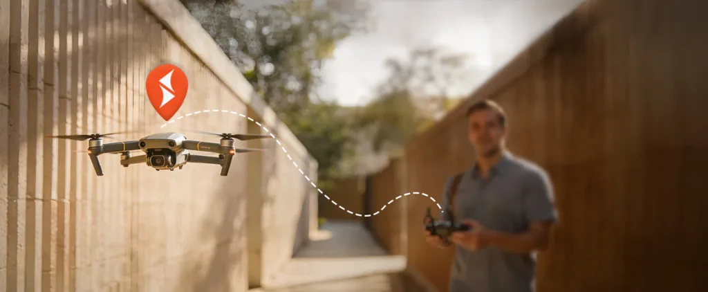 a man flying drone